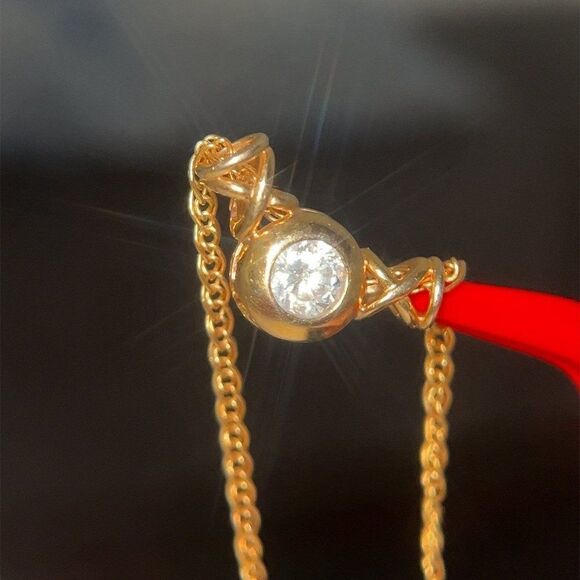 14k Cz Pendant on 10k Gold Chain - Picture 4 of 11